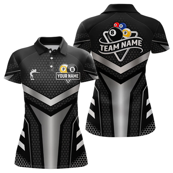 Maxcorners Personalized Billiard 8 Ball & 9 Ball Pool Polo, 1/4 Zip For Men Custom Team Billiard Jersey|White LM1506