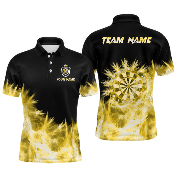 Maxcorners Icy Yellow Light Mens Darts Polo & Quarter Zip Shirts Custom Dart Shirts For Team Darts Jerseys