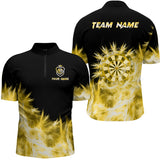 Maxcorners Icy Yellow Light Mens Darts Polo & Quarter Zip Shirts Custom Dart Shirts For Team Darts Jerseys