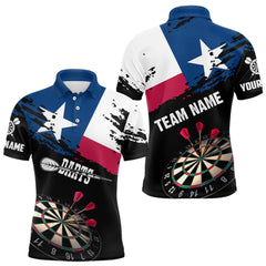 Maxcorners Personalized Grunge Texas Flag Mens Darts Shirt Custom Texas Darts Jersey Team Polo & 1/4 Zip LM0412