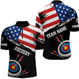 Maxcorners Personalized Grunge Usa Flag Archery Shirts For Men Custom Patriotic 4Th Of July Archery Jerseys