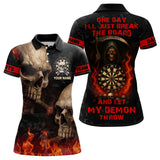 Maxcorners Let My Demon Throw Funny Dart Shirt For Men Custom Flame Skull Darts Team Jersey Polo & 1/4 Zip LM1506