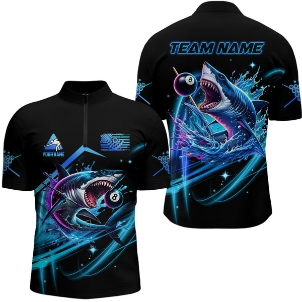 Maxcorners Blue 8 Ball Pool Billiard Shark Polo Shirts Custom Team League Billiard Jerseys