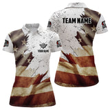 Maxcorners Personalized Retro American Flag Billiard Men Polo Shirts Custom Patriotic Billiard Jerseys Uniform LM054