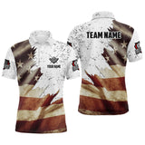 Maxcorners Personalized Retro American Flag Billiard Men Polo Shirts Custom Patriotic Billiard Jerseys Uniform LM054