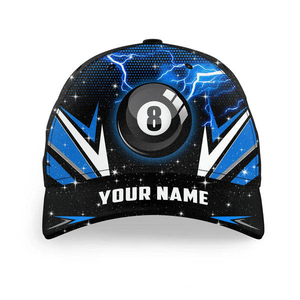 Maxcorners Billiard Blue 8 Ball Pool Personalized Name 3D Cap