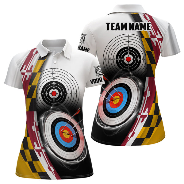 Maxcorners Personalized Maryland Flag 3D Target Archery Shirts For Men Custom Patriotic Archery Team Jerseys