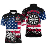 Maxcorners Personalized American Flag Darts Shirt For Men Custom Grunge Paint Splash Patriotic Dart Jersey LM1506