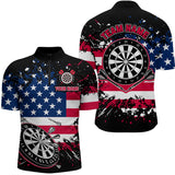 Maxcorners Personalized American Flag Darts Shirt For Men Custom Grunge Paint Splash Patriotic Dart Jersey LM1506