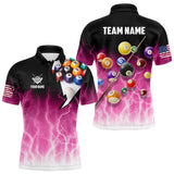 Maxcorners Pink Billiard Jersey For Men Custom Thunder Lightning 3D Pool Balls Team Jersey Polo & 1/4 Zip MT0708