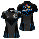 Maxcorners Personalized 8 Ball & 9 Ball Pool Billiard Polo, 1/4 Zip For Men And Women Custom Team Billiard Jerseys |Blue