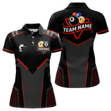 Maxcorners Personalized Billiard 8 Ball & 9 Ball Pool Polo, 1/4 Zip For Men And Women Custom Team Billiard Jerseys |Red