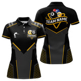 Maxcorners Personalized 8 Ball & 9 Ball Pool Billiard Polo, 1/4 Zip For Men And Women Custom Team Billiard Jersey|Yellow