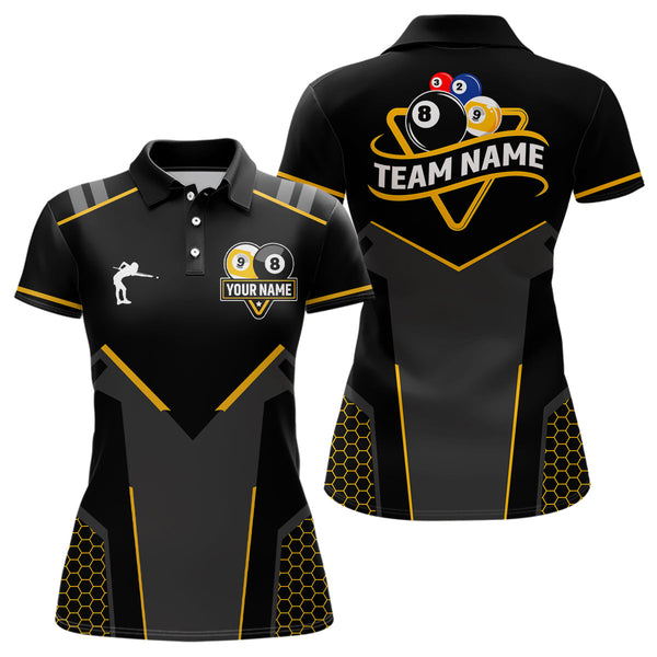 Maxcorners Personalized 8 Ball & 9 Ball Pool Billiard Polo, 1/4 Zip For Men And Women Custom Team Billiard Jersey|Yellow