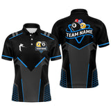 Maxcorners Personalized 8 Ball & 9 Ball Pool Billiard Polo, 1/4 Zip For Men And Women Custom Team Billiard Jerseys |Blue