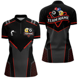 Maxcorners Personalized Billiard 8 Ball & 9 Ball Pool Polo, 1/4 Zip For Men And Women Custom Team Billiard Jerseys |Red