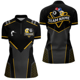 Maxcorners Personalized 8 Ball & 9 Ball Pool Billiard Polo, 1/4 Zip For Men And Women Custom Team Billiard Jersey|Yellow