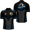 Maxcorners Personalized 8 Ball & 9 Ball Pool Billiard Polo, 1/4 Zip For Men And Women Custom Team Billiard Jerseys |Blue