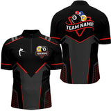 Maxcorners Personalized Billiard 8 Ball & 9 Ball Pool Polo, 1/4 Zip For Men And Women Custom Team Billiard Jerseys |Red