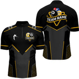 Maxcorners Personalized 8 Ball & 9 Ball Pool Billiard Polo, 1/4 Zip For Men And Women Custom Team Billiard Jersey|Yellow