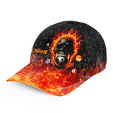 Maxcorners Billiard 8 Ball Flame Skull Fire Personalized Name 3D Cap