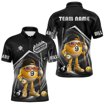 Maxcorners Funny 9 Ball Billiard Shirt For Men Custom Pool Team Shirt, Billiard Jersey Polo & 1/4 Zip|Silver