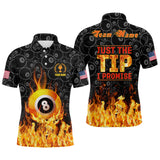 MaxCorners Billiard Flame Cool Billiard Ball 8 Just The Tip I Promise Funny  Customized Name, Team Name 3D Polo Shirt