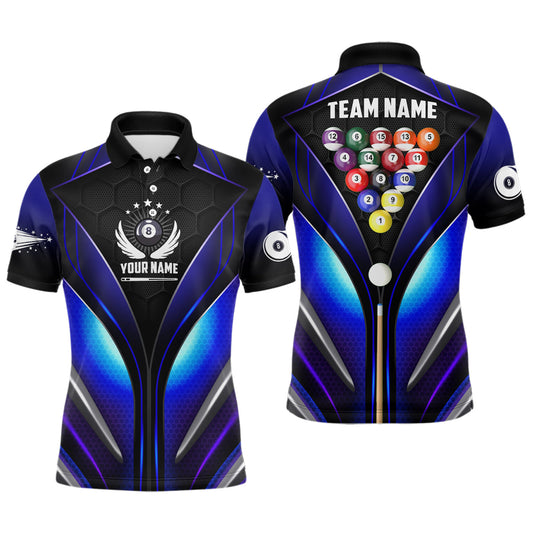 Maxcorners Personalized Billiard Balls 3D Polo Shirts For Men, Custom Player Billiards Pool Jerseys