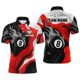 Maxcorners Personalized Black, Red And White 8 Ball Flame Billiard Shirt For Men Custom Pool Team Jerseys LM2206