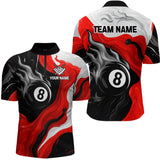 Maxcorners Personalized Black, Red And White 8 Ball Flame Billiard Shirt For Men Custom Pool Team Jerseys LM2206
