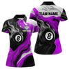 Maxcorners Personalized Black, Purple And White 8 Ball Flame Billiard Shirt For Men Custom Pool Team Jerseys LM2206
