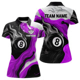 Maxcorners Personalized Black, Purple And White 8 Ball Flame Billiard Shirt For Men Custom Pool Team Jerseys LM2206