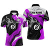 Maxcorners Personalized Black, Purple And White 8 Ball Flame Billiard Shirt For Men Custom Pool Team Jerseys LM2206