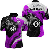 Maxcorners Personalized Black, Purple And White 8 Ball Flame Billiard Shirt For Men Custom Pool Team Jerseys LM2206