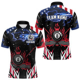 Maxcorners 8 Ball Pool Billiard Jersey Custom Lightning American Flag Men Billiard Shirts, 8 Ball Team Shirts LM1809