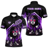 Maxcorners Purple Funny 8 Ball Billiard Shirt For Men Custom Pool Team Shirt, Billiard Jersey Polo & 1/4 Zip MT0811