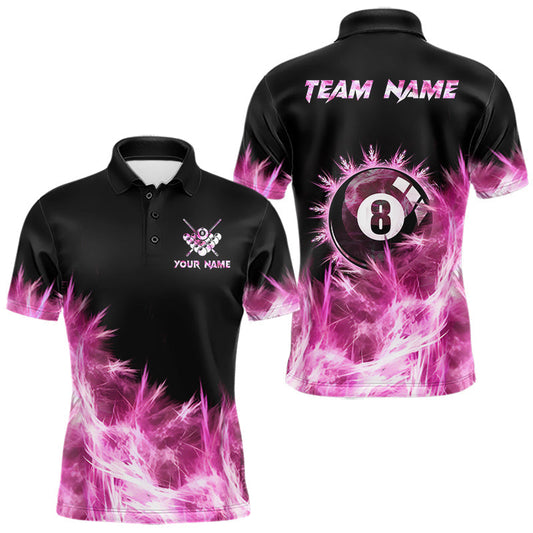Maxcorners Pink 8 Ball Pool Icy Billiard Polo & Quarter Zip Shirts For Men Custom Billiard Team Jersey LM0410