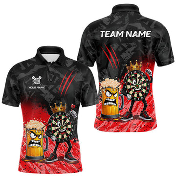 Maxcorners Personalized Red Funny Crown Dartboard Beer Darts Jersey For Men Custom Darts Team Shirts LM1307