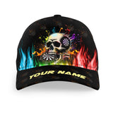 Maxcorners Darts Funny 3D Skull Baseball Customized Name 3D Cap