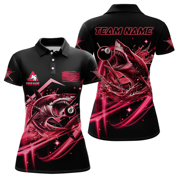 Maxcorners Red 8 Ball Pool Billiard Shark Polo & Quarter Zip For Men Custom Team League Billiard Jersey LM113