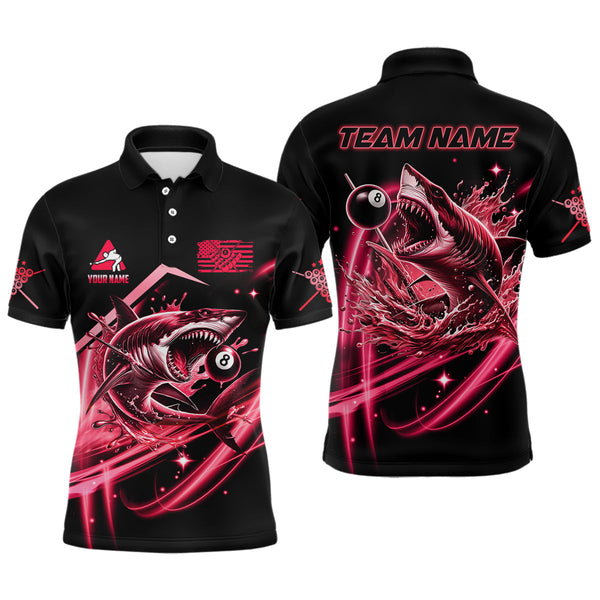 Maxcorners Red 8 Ball Pool Billiard Shark Polo & Quarter Zip For Men Custom Team League Billiard Jersey LM113