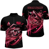 Maxcorners Red 8 Ball Pool Billiard Shark Polo & Quarter Zip For Men Custom Team League Billiard Jersey LM113
