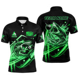 Maxcorners Green 8 Ball Pool Billiard Shark Polo & Quarter Zip For Men Custom Team League Billiard Jersey LM113