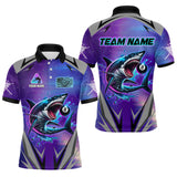 Maxcorners Personalized Shark 8 Ball Pool Billiard Shirt For Men Custom Purple Blue Billiard Team Jersey LM1307