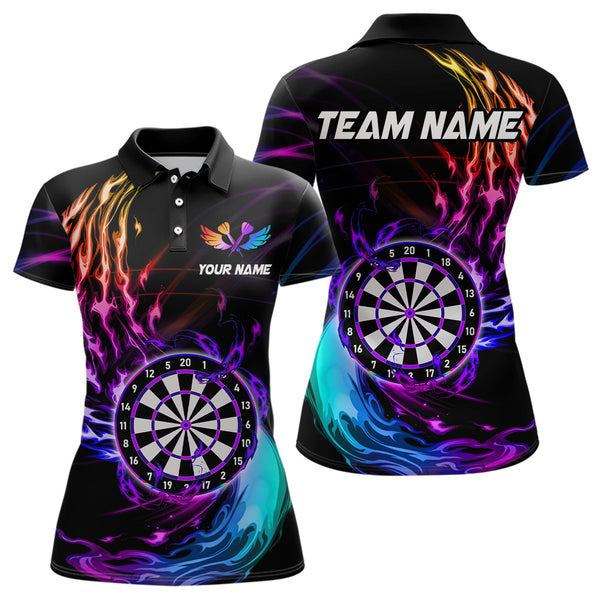Maxcorners Personalized Purple Blue Dartboard Flame Dart Shirt For Men Custom Darts League Team Jerseys LM2206