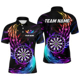 Maxcorners Personalized Purple Blue Dartboard Flame Dart Shirt For Men Custom Darts League Team Jerseys LM2206