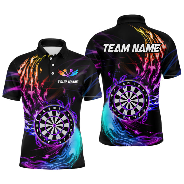 Maxcorners Personalized Purple Blue Dartboard Flame Dart Shirt For Men Custom Darts League Team Jerseys LM2206