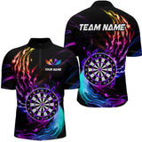 Maxcorners Personalized Purple Blue Dartboard Flame Dart Shirt For Men Custom Darts League Team Jerseys LM2206