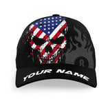 American Flag Skull 8 Ball Billiard Cap For Pool Player Custom Patriotic Billiard Hats TU1208