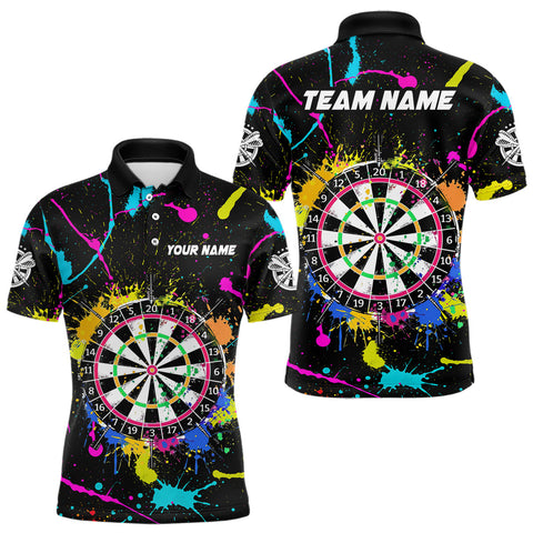 Maxcorners Funny Colorful Paint Darts Jersey For Men Custom Polo & Quarter Zip Darts Team Shirts Outfit TU1208